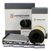 HIRSCHER Filterset + 4x BOSCH Zündkerze VW Golf 6 Passat B6 B7 Tiguan Touran 1.2/1.4 TSI