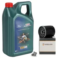 5L CASTROL MAGNATEC 5W30 A5 Motoröl + HIRSCHER Ölfilter FORD Fiesta Focus Mondeo S-Max