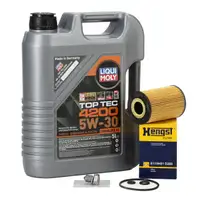 5L LIQUI MOLY Motoröl Öl TOP TEC 4200 5W30 HENGST Ölfilter AUDI SEAT SKODA VW 1.6/2.0 TDI