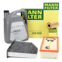 MANN Filterset 3-tlg + 5L ORIGINAL 0W30 Motoröl VW Golf 6 Passat B6 Tiguan 1.6/2.0 TDI