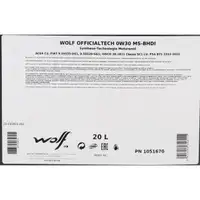 20L 20 Liter WOLF OFFICIALTECH 0W30 MS-BHDI Motoröl Öl PSA B71 2312 Fiat 9.55535-DS1/GS1