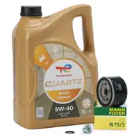 5 Liter TOTAL QUARTZ 9000 ENERGY 5W40 Motoröl + MANN W75/3 Ölfilter RENAULT Laguna Megane