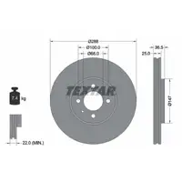 TEXTAR 92302303 Bremsscheiben Satz VW Up 1.0 GTI 115 PS PR-1ZE vorne 1S0615301K