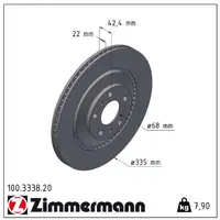 ZIMMERMANN Bremsscheiben + Bremsbeläge + Wako VW Phaeton (3D) PR-1KY/2EA hinten