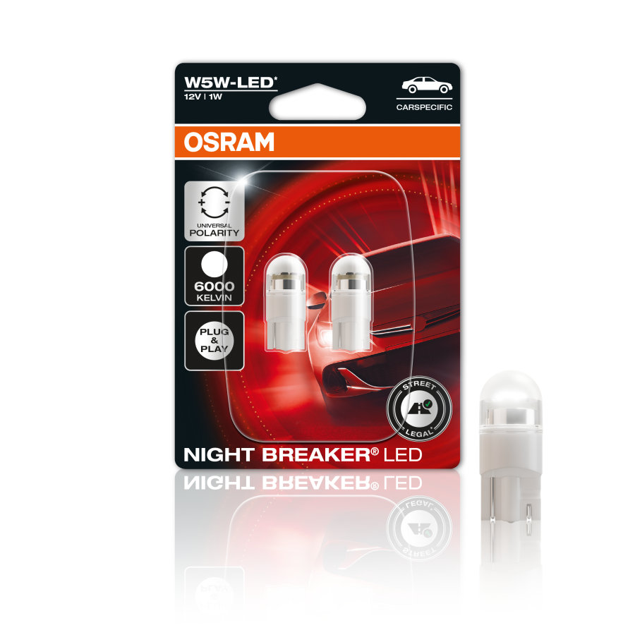 2x OSRAM W5W NIGHT BREAKER LED Standlicht mit Straßenzulassung 12V 1W  W2.1x9.5d 6.000K 