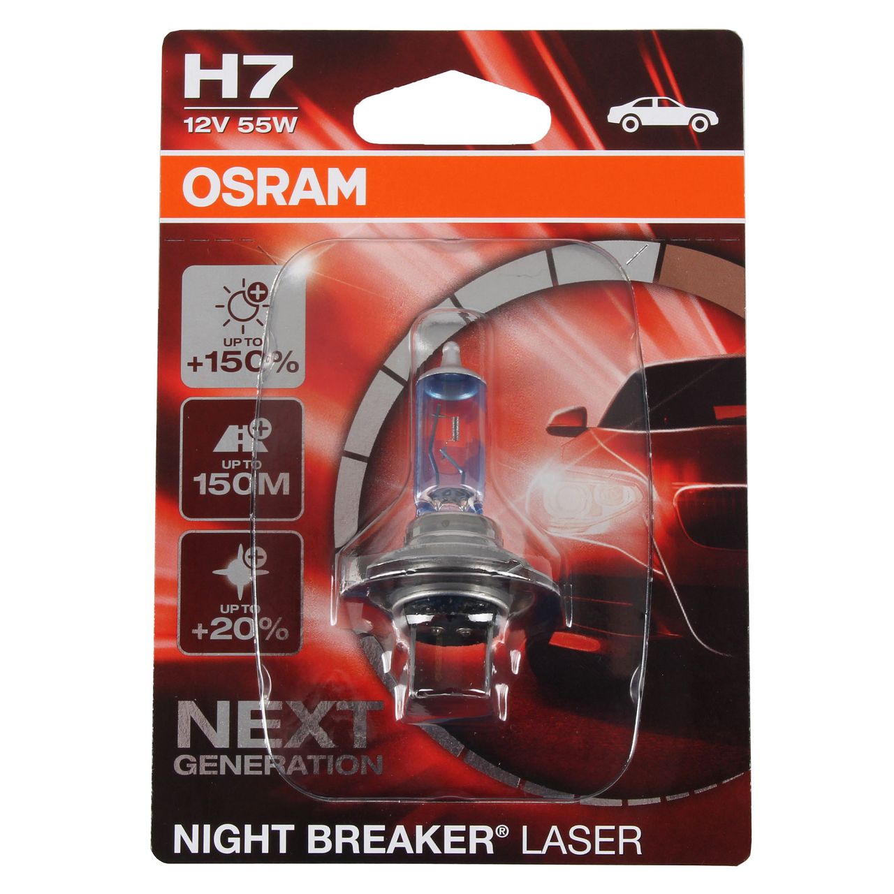 OSRAM Glühlampe H7 NIGHT BREAKER LASER 12V 55W PX26d next Generation +150%