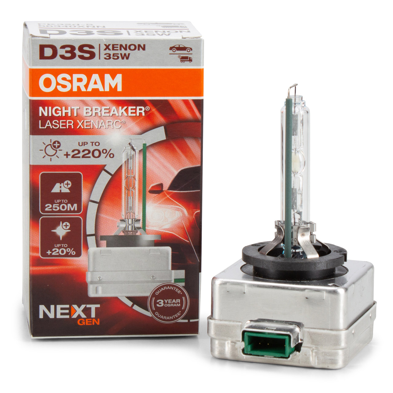 OSRAM Glühlampe D3S NIGHT BREAKER LASER 42V 35W PK32d-5 next Generation +220%