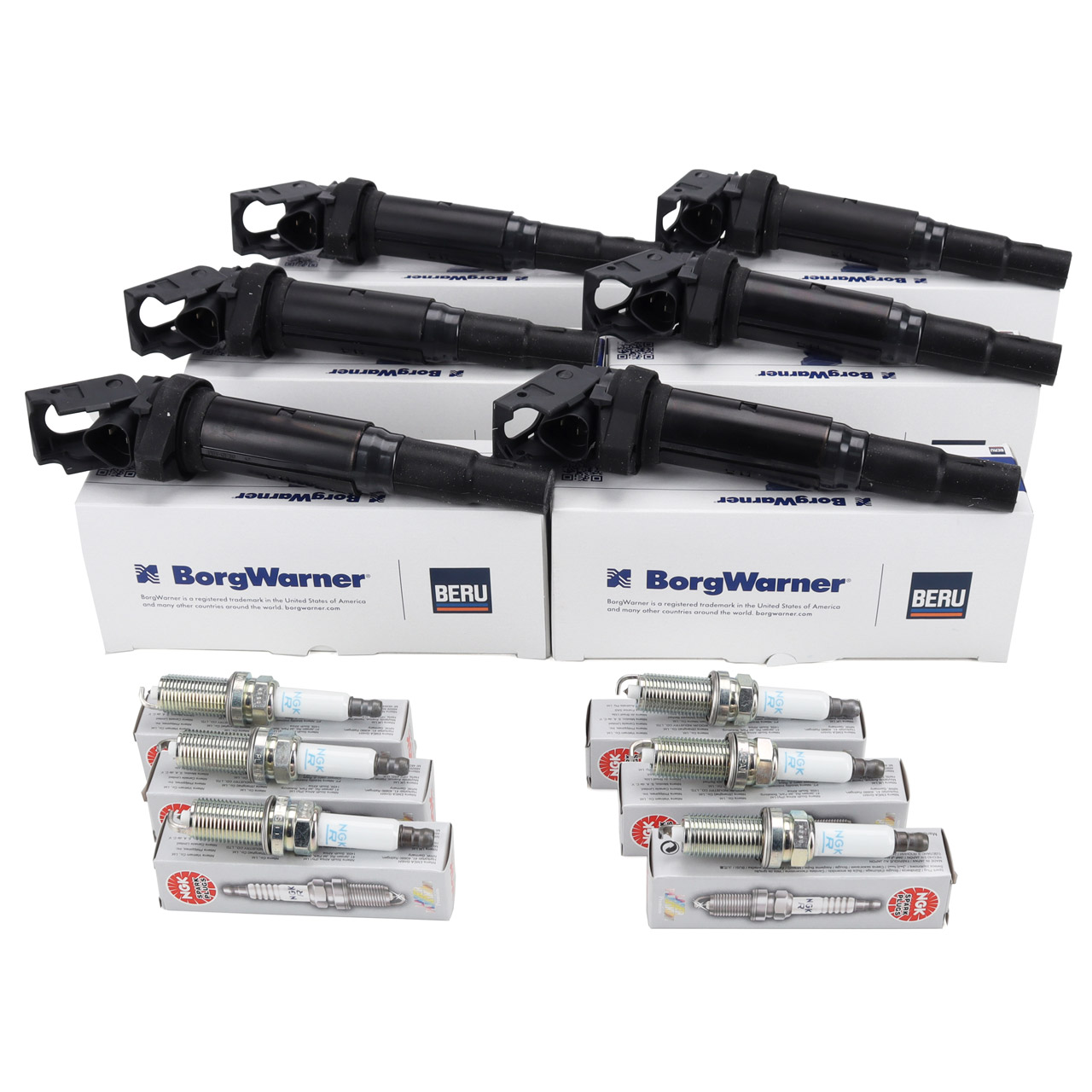 6x BERU Zündsple + 6x NGK Zündkerze BMW E81-88 E90-93 E60 E61 E63 E64 E65-67 X1 X3 X5 N52