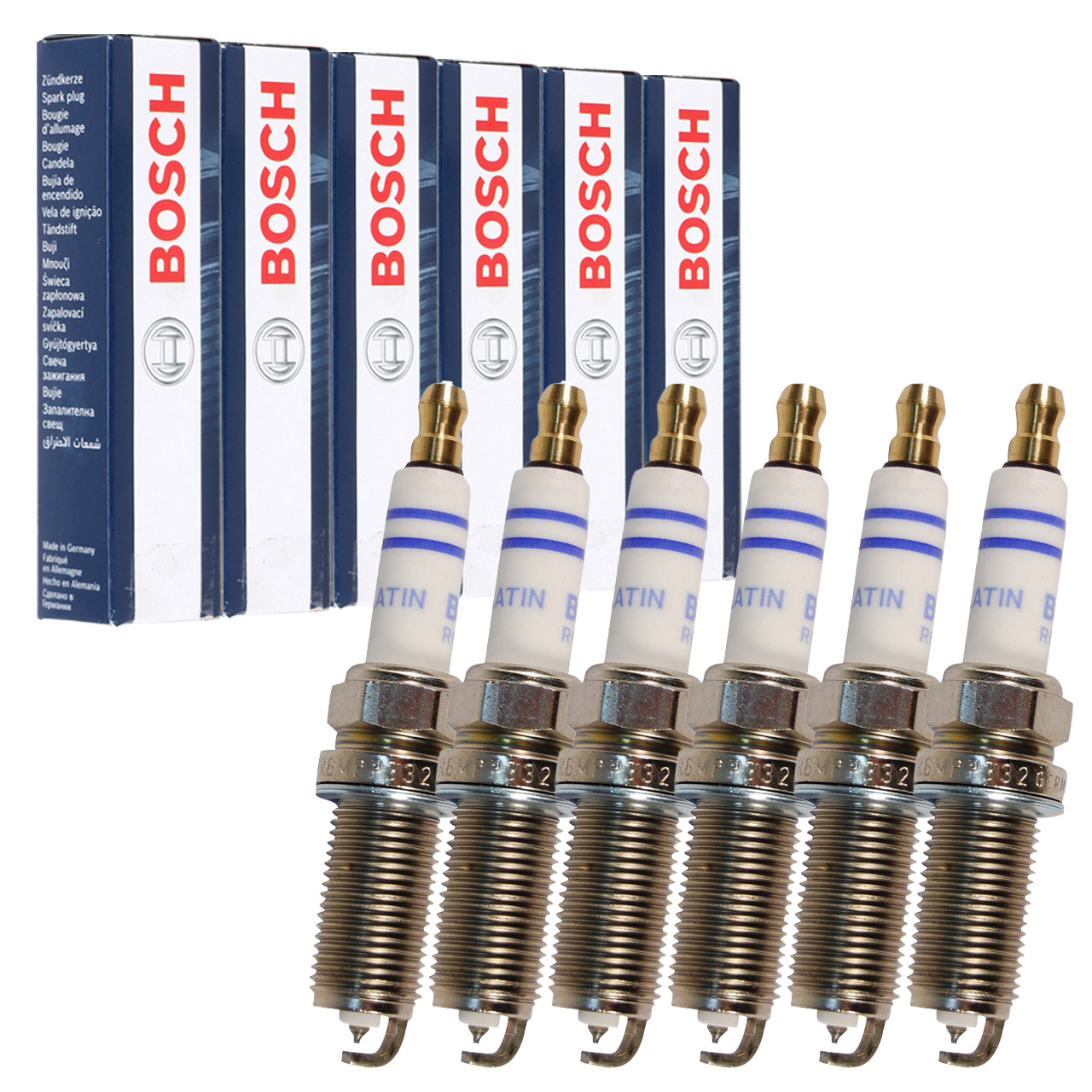 6x BOSCH FR6MPP332 0242240619 Zündkerze PORSCHE 997 3.8 Turbo 500 PS