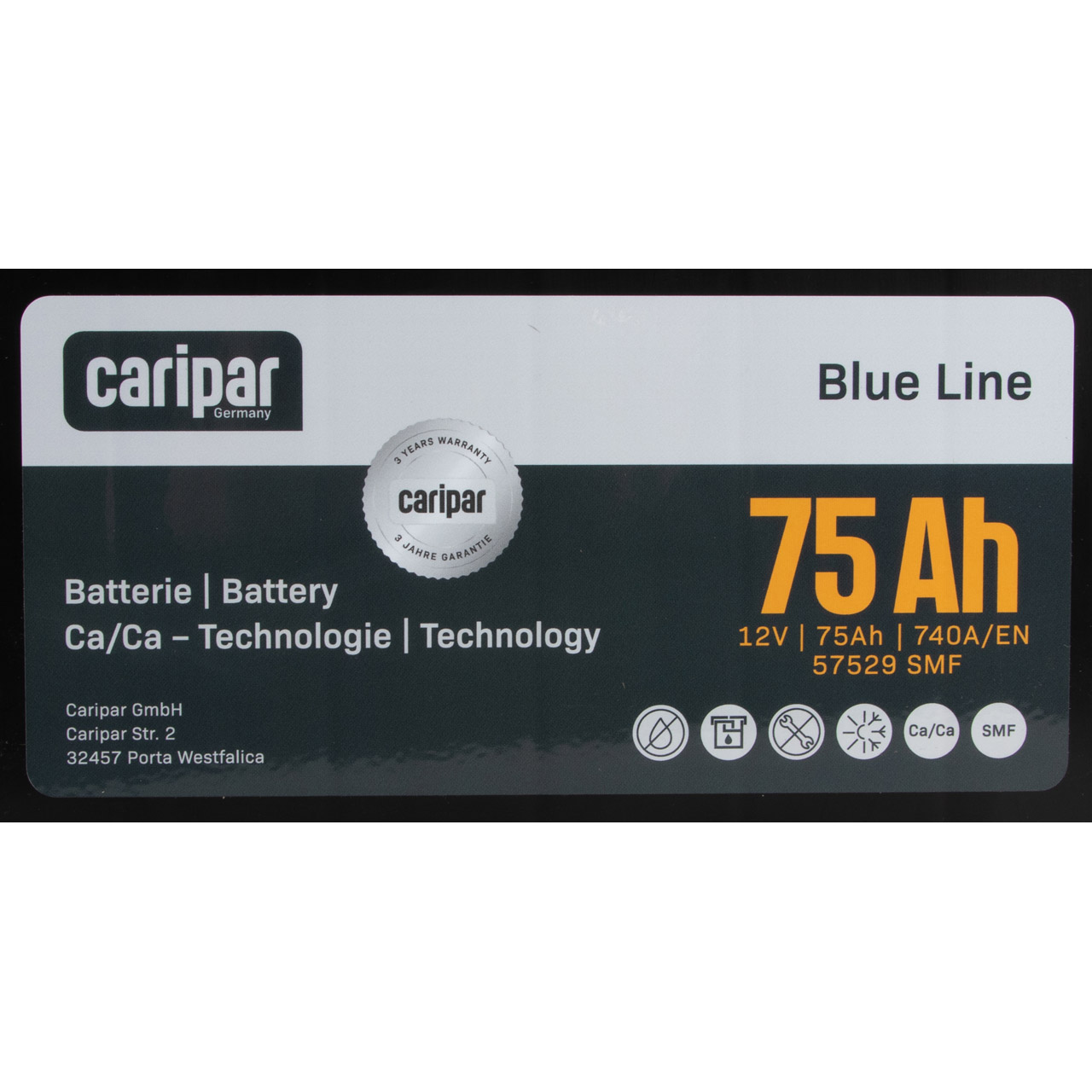 CARIPAR BLUE LINE ASIA PKW KFZ Autobatterie Starterbatterie 12V 75Ah 740A/EN B9