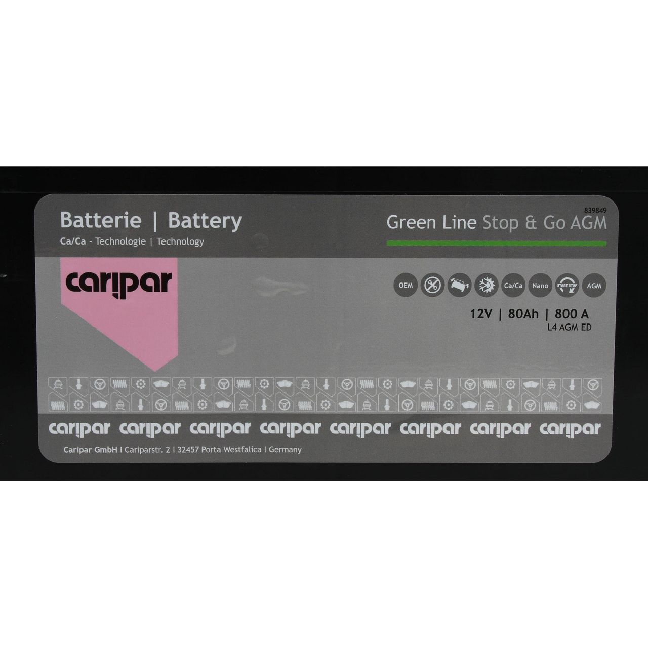 CARIPAR GREEN LINE AGM STOP-GO Autobatterie Starterbatterie 12V