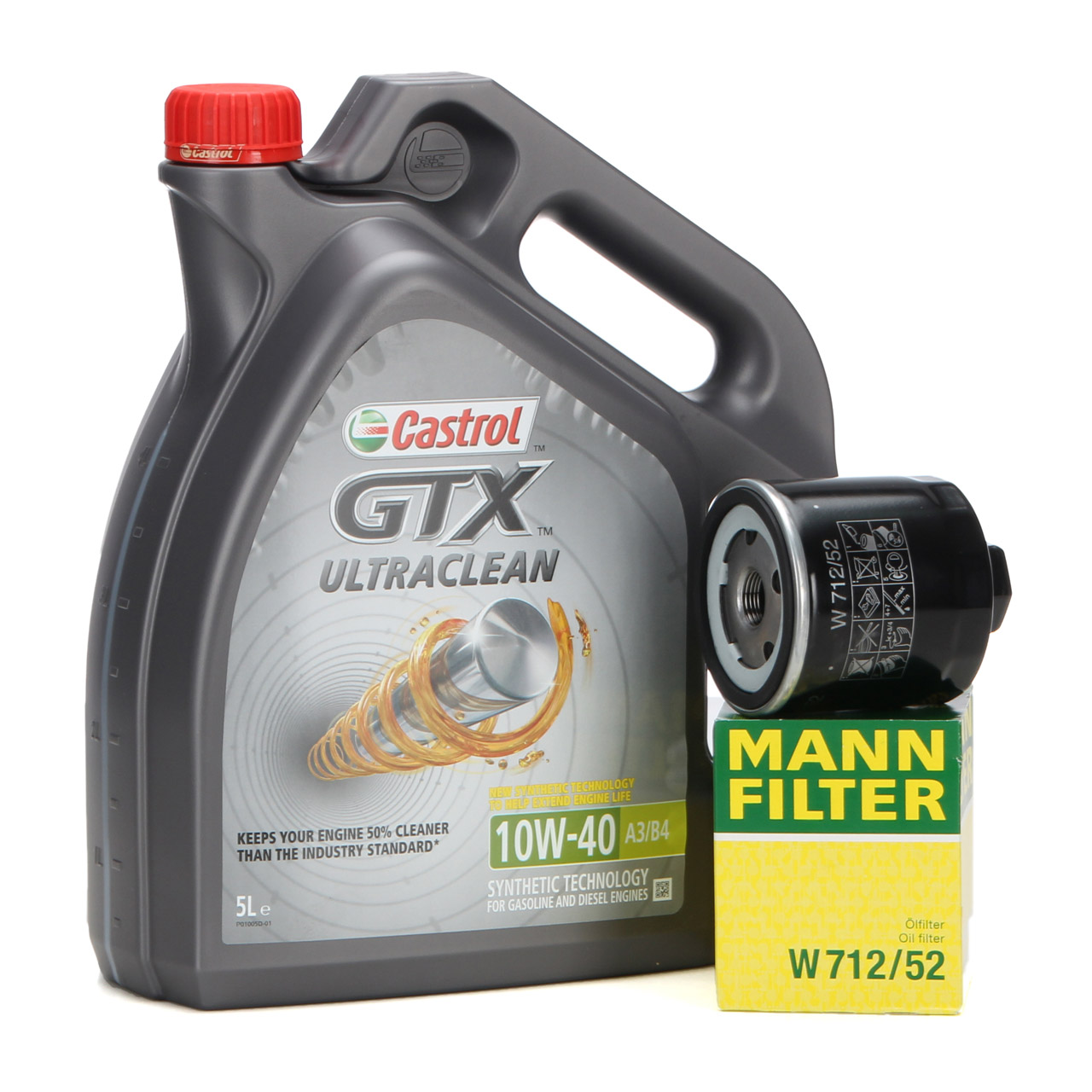 5 Liter CASTROL Motoröl Öl GTX ULTRACLEAN 10W40 A3/B4 + MANN W712/52 Ölfilter