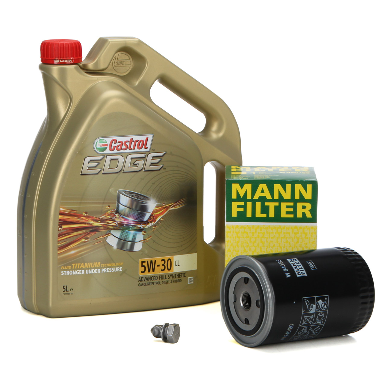 5 Liter CASTROL EDGE Motoröl ÖL TITANIUM 5W30 LL + MANN W940/66 Ölfilter 1.8 T