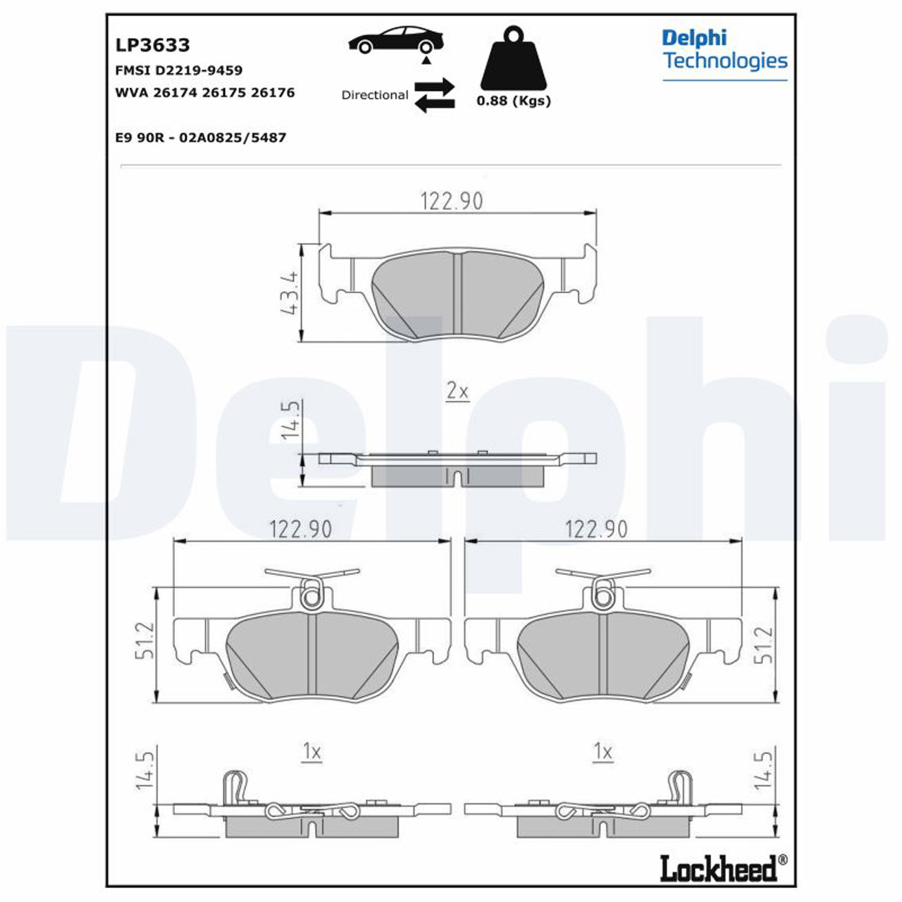 DELPHI LP3633 Bremsbeläge Bremsklötze MAZDA 3 (BP) CX-30 (DM) MX-30 (DR) hinten