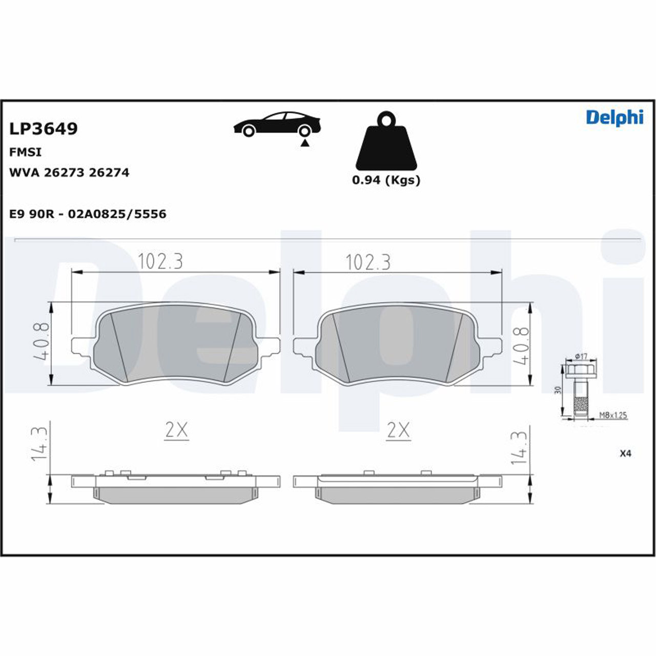 DELPHI LP3649 Bremsbeläge Bremsklötze Bremsbelagsatz FORD Puma (J2K, CF7) hinten