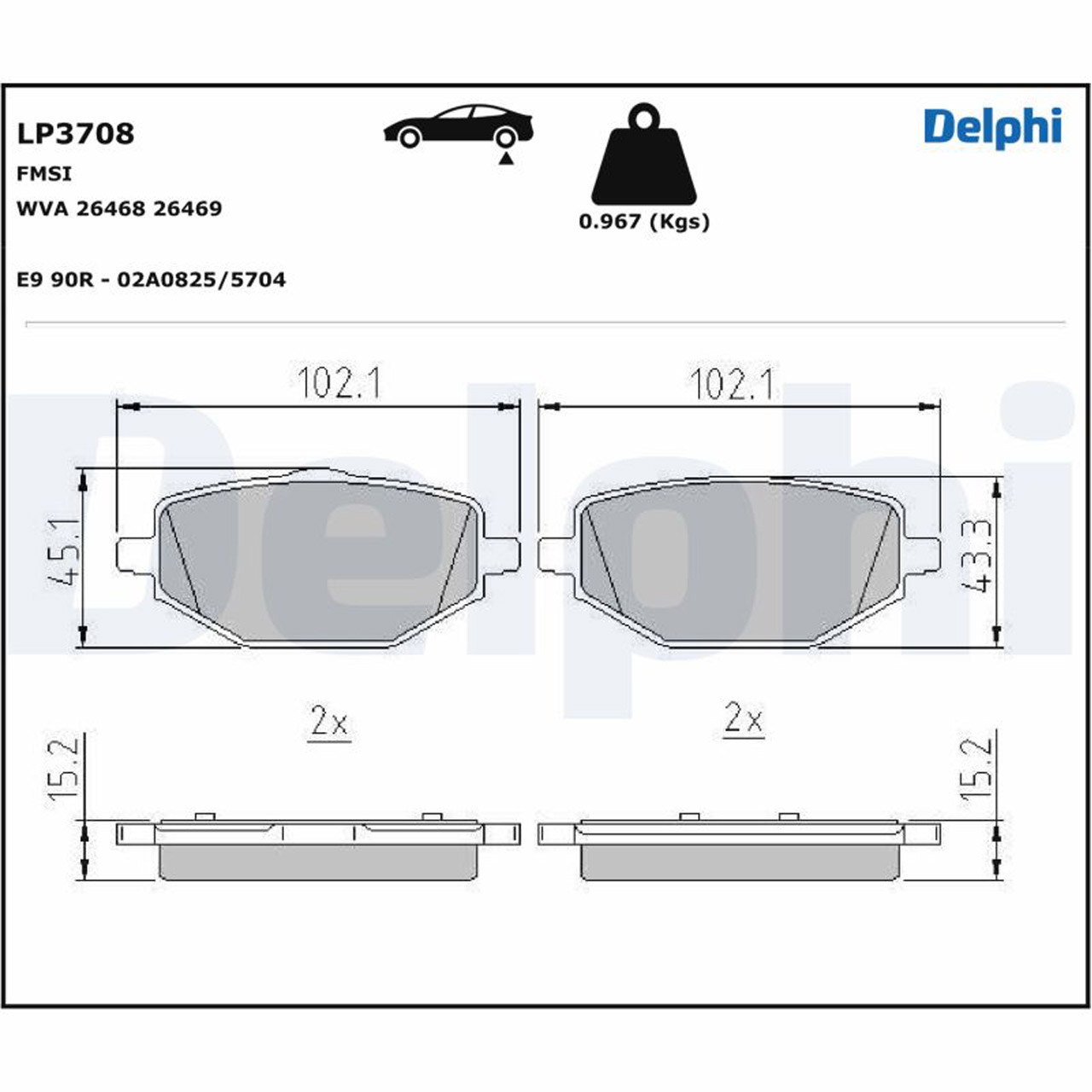 DELPHI LP3708 Bremsbeläge RENAULT Captur 2 Megane 4 E-Tech hinten 440602361R