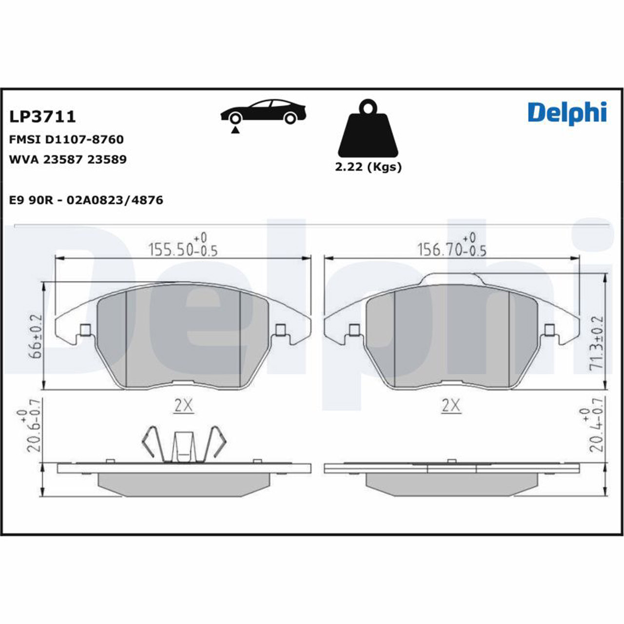 DELPHI LP3711 Bremsbeläge Bremsklötze Bremsbelagsatz VW Golf 6 Jetta 4 Beetle vorne