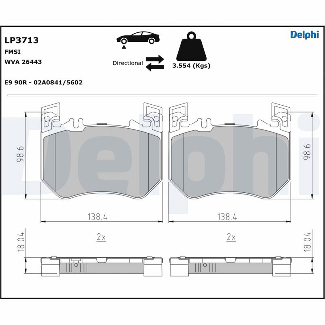 DELPHI LP3713 Bremsbeläge Bremsklötze MERCEDES-BENZ GLC X25 S-Klasse W223 V223 Z223 vorne