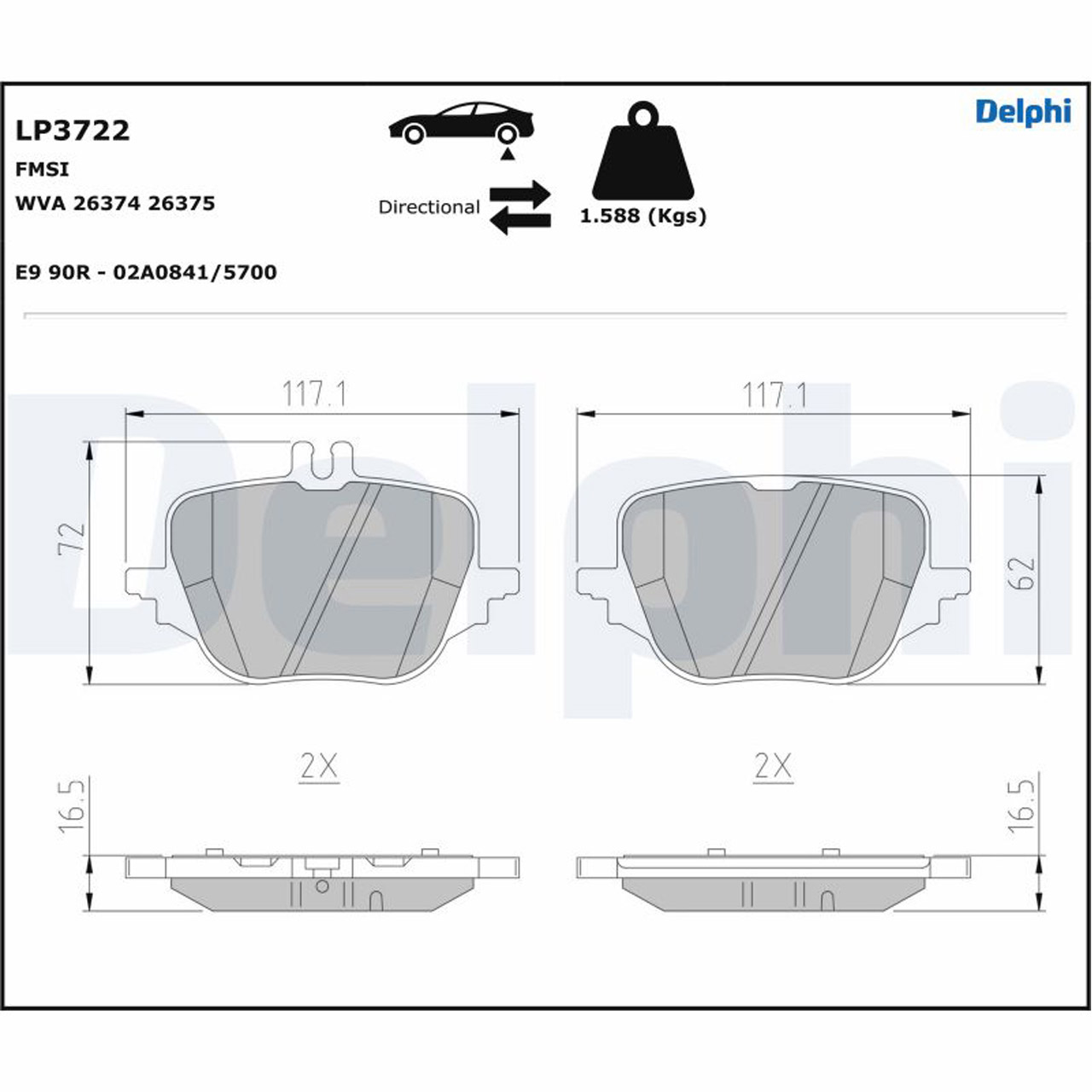 DELPHI LP3722 Bremsbeläge MERCEDES W206 S206 C300e GLC X254 220d 300d W223 hinten