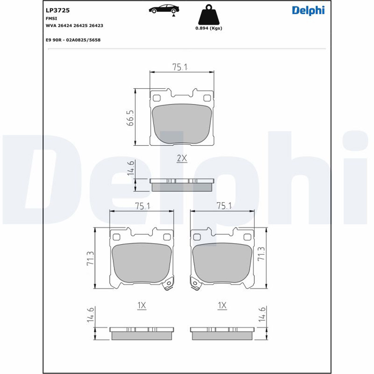 DELPHI LP3725 Bremsbeläge Bremsklötze TOYOTA Yaris P21 1.6 GR 4WD 261 PS hinten 0446652200