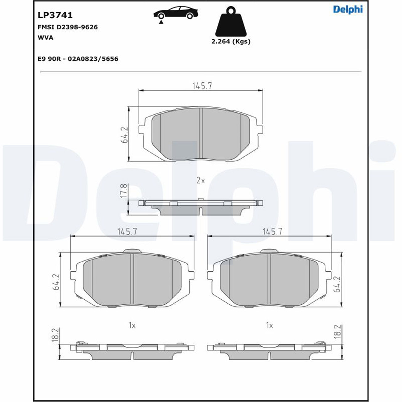 DELPHI LP3741 Bremsbeläge Bremsklötze Bremsbelagsatz HYUNDAI Tucson (NX4) vorne 58101N7A10