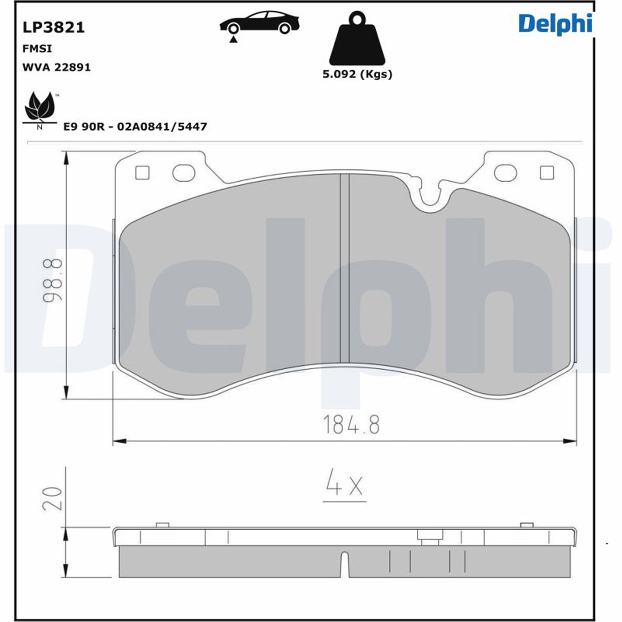 DELPHI LP3821 Bremsbeläge Bremsklötze BMW 2er G87 M2 3er G80 M3 4er G82 G83 M4 vorne