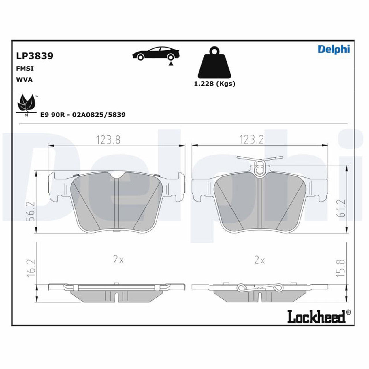 DELPHI LP3839 Bremsbeläge VW Golf 7 GTI / R Passat B8 Tiguan AUDI S3 8V TTS TTRS hinten