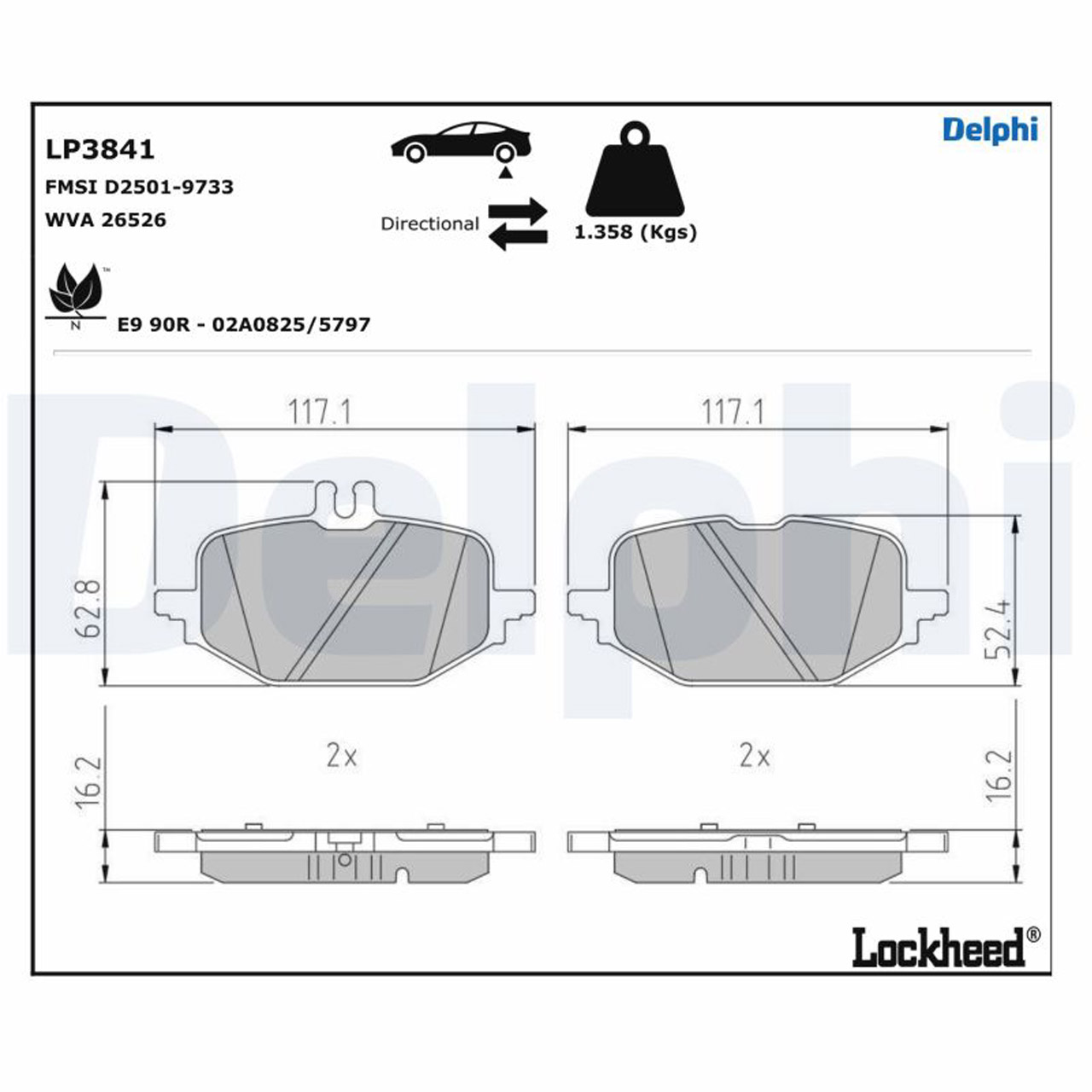 DELPHI LP3841 Bremsbeläge MERCEDES W206 S206 C200 C300 C220d C300d hinten 0004201304