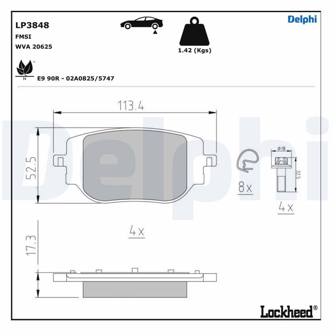 DELPHI LP3848 Bremsbeläge CITROEN FIAT OPEL Vivaro C Zafira Life PEUGEOT TOYOTA hinten