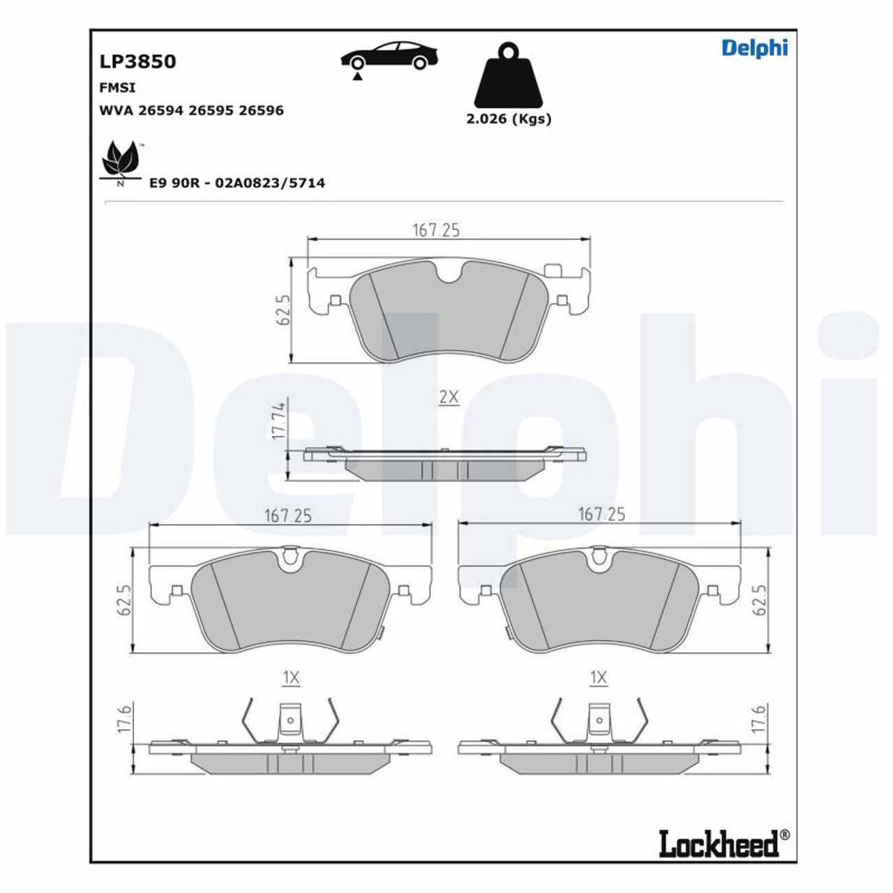 DELPHI LP3850 Bremsbeläge NISSAN Qashqai 3 (J12) 1.3 DIG-T Townstar X-Trail 4 (T33) vorne