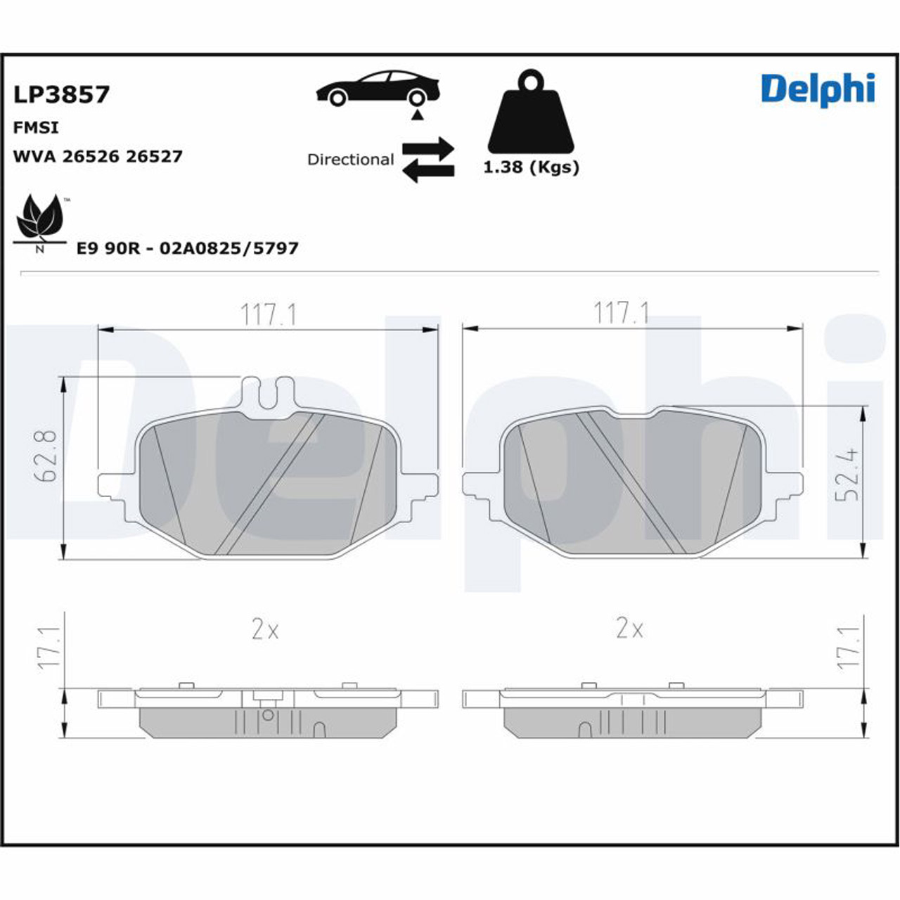 DELPHI LP3857 Bremsbeläge MERCEDES C-Klasse W206 S206 C180 C200d hinten 0004201104