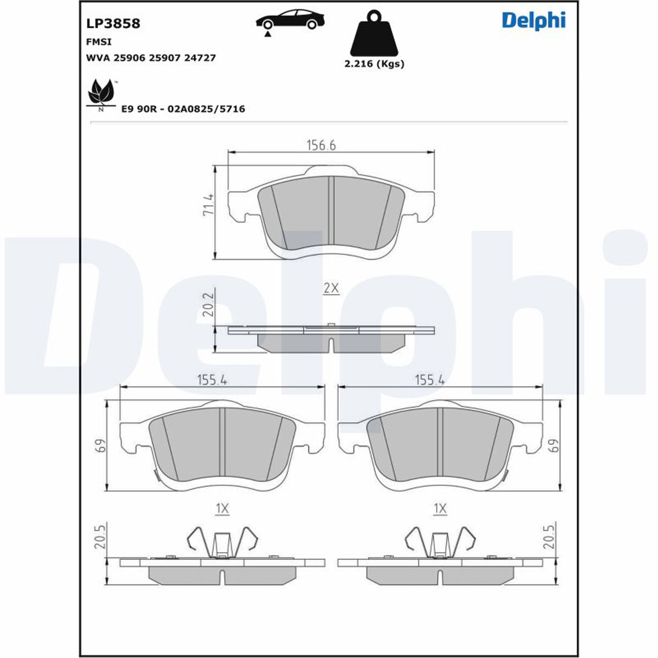 DELPHI LP3858 Bremsbeläge FIAT 500L (351_, 352_) 1.4 / LPG 1.6 D Multijet vorne 77366915