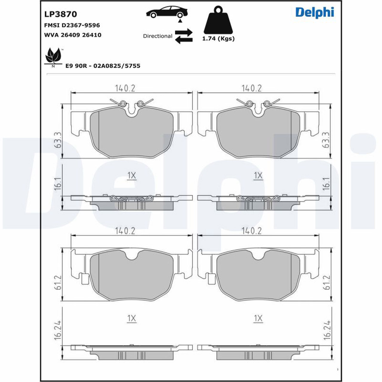 DELPHI LP3870 Bremsbeläge LAND ROVER Range Rover Velar (L560) 5.0 SCV8 4x4 hinten LR122689