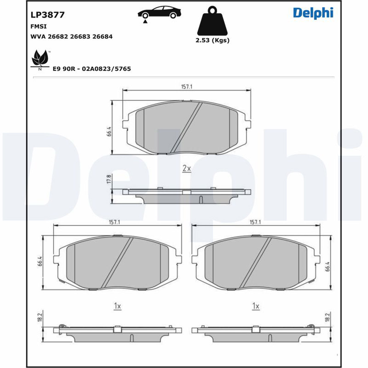 DELPHI LP3877 Bremsbeläge HYUNDAI Staria (US4) 2.2 CRDi 177 PS vorne 58101CGA70