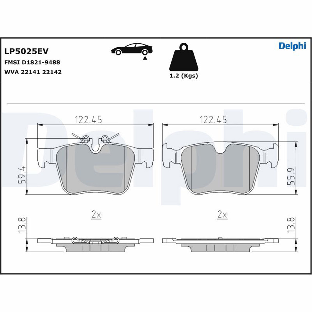 DELPHI LP5025EV Bremsbeläge Bremsklötze JAGUAR I-Pace (X590) ab Fgst. N1618597 hinten