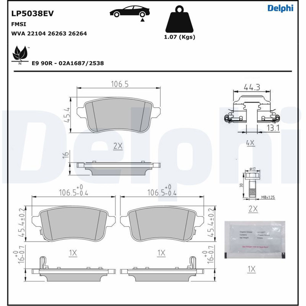 DELPHI Bremsen Set Bremsscheiben + Bremsbeläge RENAULT Zoe (BFM_) ab 09.2019 hinten