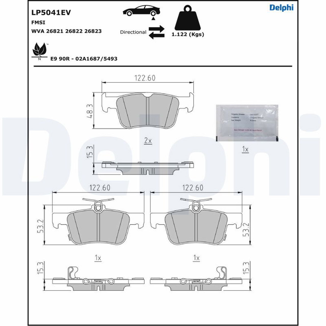 DELPHI LP5041EV Bremsbeläge Bremsklötze Bremsbelagsatz HONDA e (ZC7_) hinten 43022TYFE01