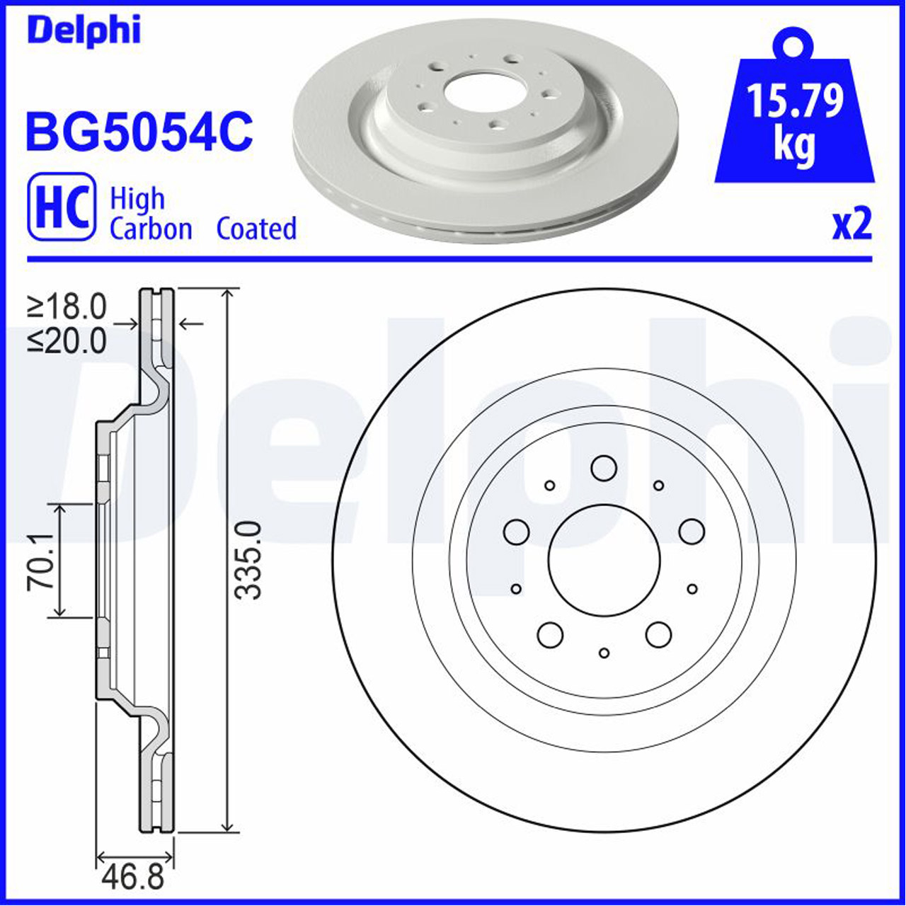 DELPHI BG5054C Bremsscheiben Satz TESLA Model 3 (5YJ3) hinten 104463100D