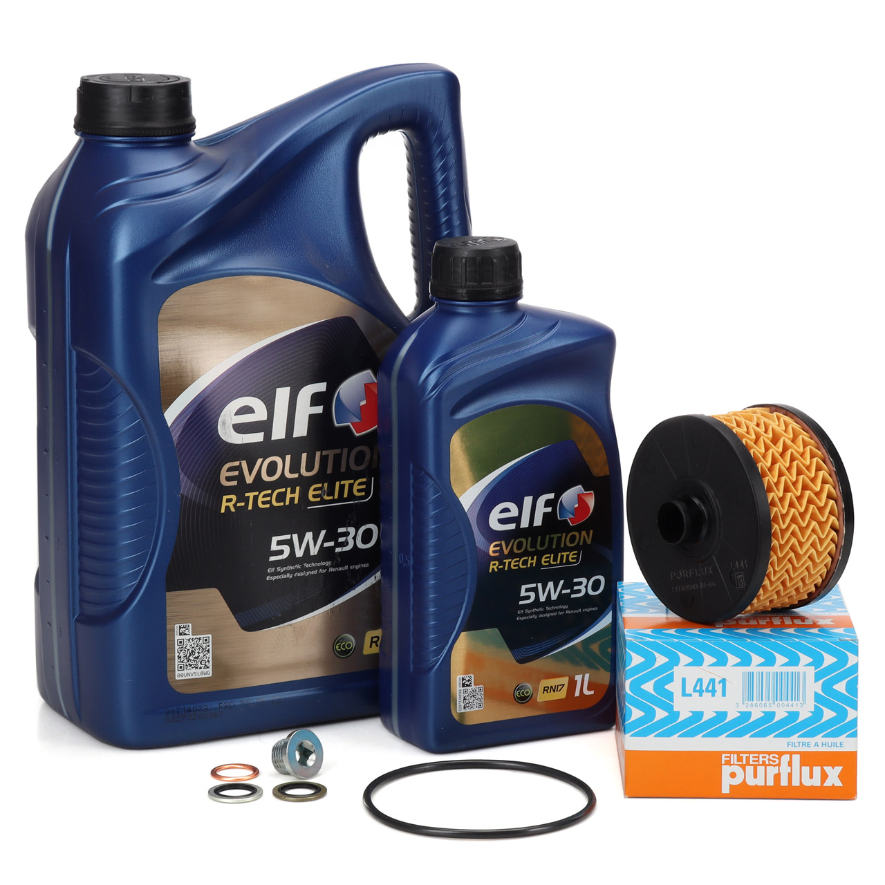 6L elf Evolution R-TECH ELITE 5W-30 + PURFLUX Ölfilter für RENAULT DACIA 0.9-1.3 TCe