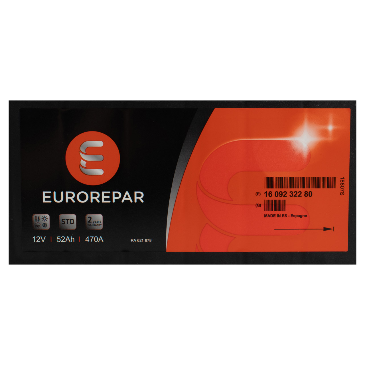 EUROREPAR Batterie Autobatterie Starterbatterie 12V 52Ah 470A/EN 1609232280