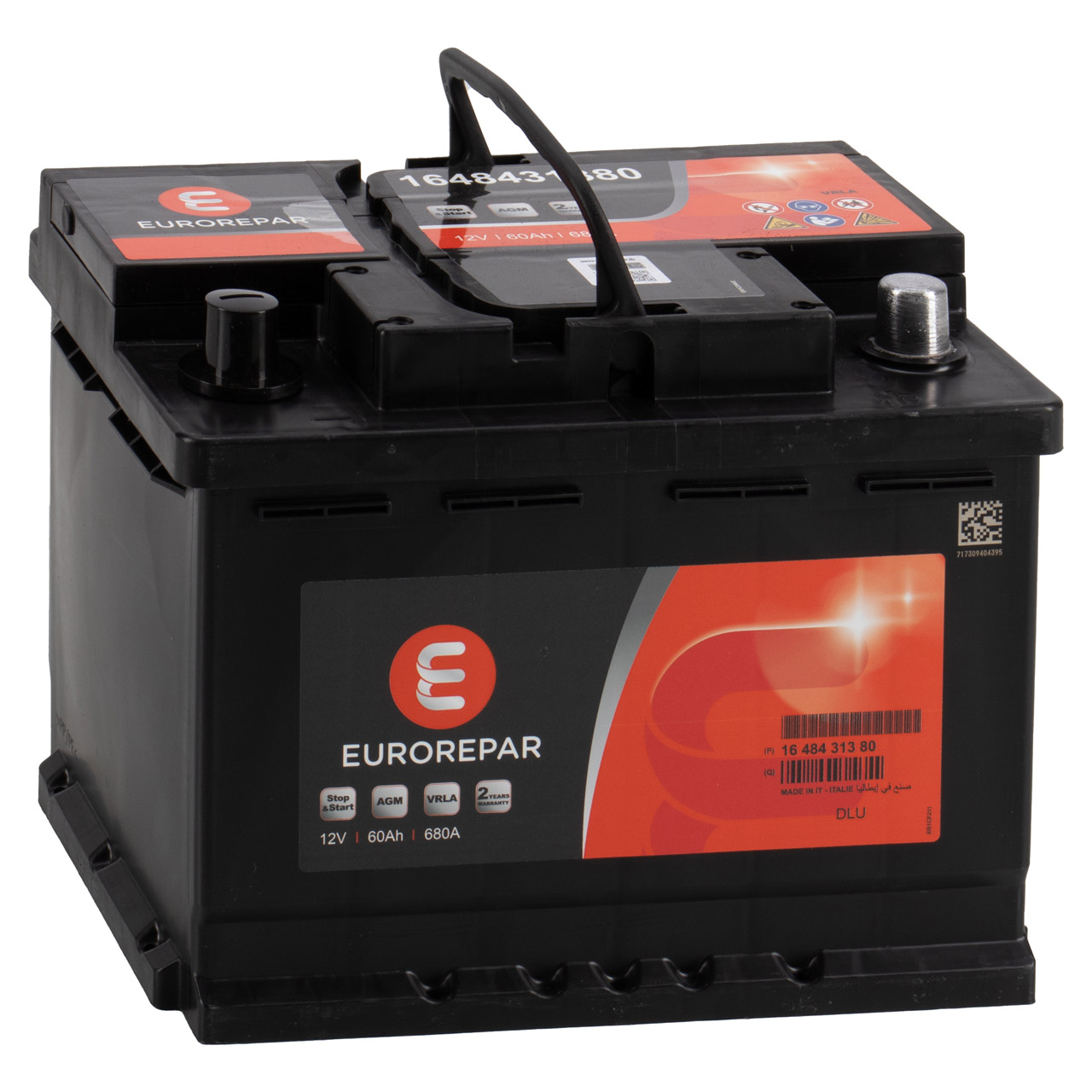 EUROREPAR AGM Batterie Autobatterie Starterbatterie 12V 60Ah 680A