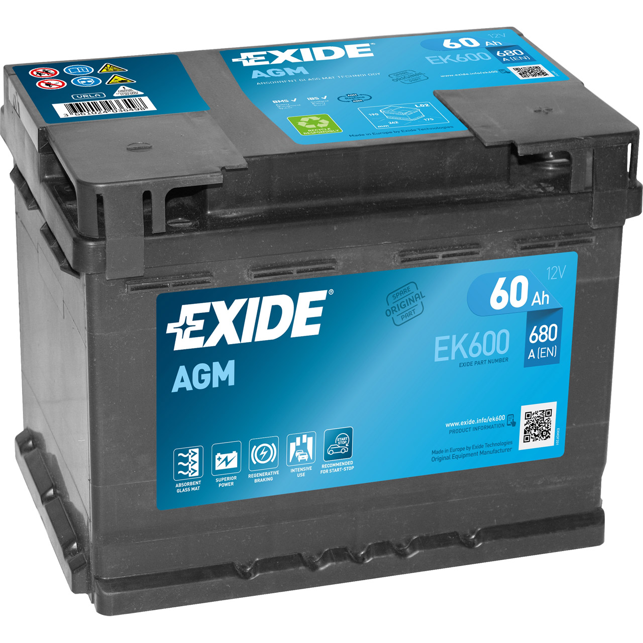 EXIDE Starterbatterien / Autobatterien - EK600 