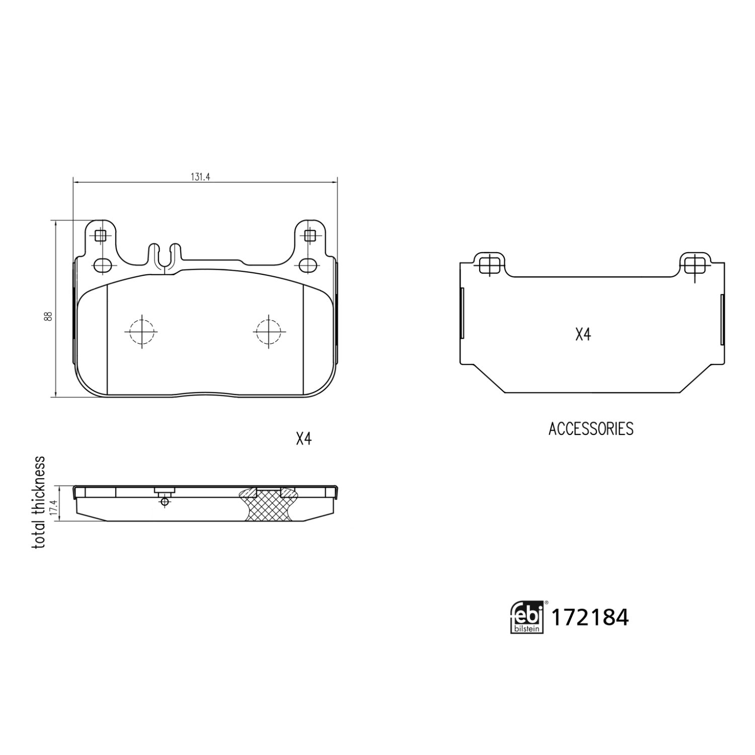 FEBI 172184 Bremsbeläge Bremsbelagsatz MERCEDES-BENZ S300 W222 V222 X222 vorne 0064209620