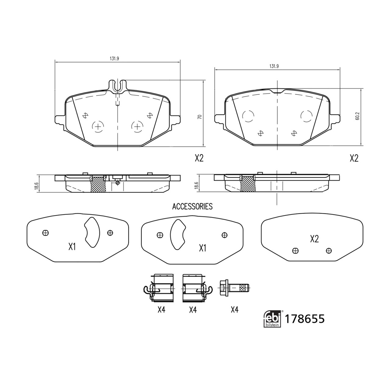 FEBI Bremsbeläge Bremsbelagsatz MERCEDES-BENZ GLE V167 C167 GLS X167 hinten 0004202106