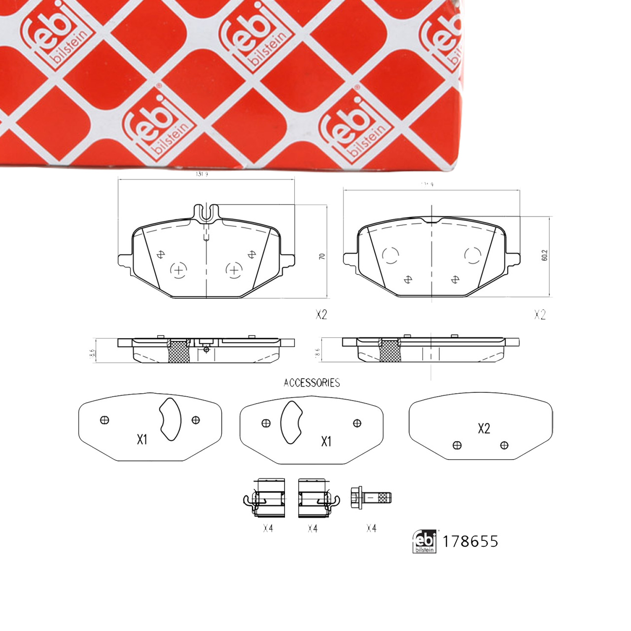 FEBI Bremsbeläge Bremsbelagsatz MERCEDES-BENZ GLE V167 C167 GLS X167 hinten 0004202106