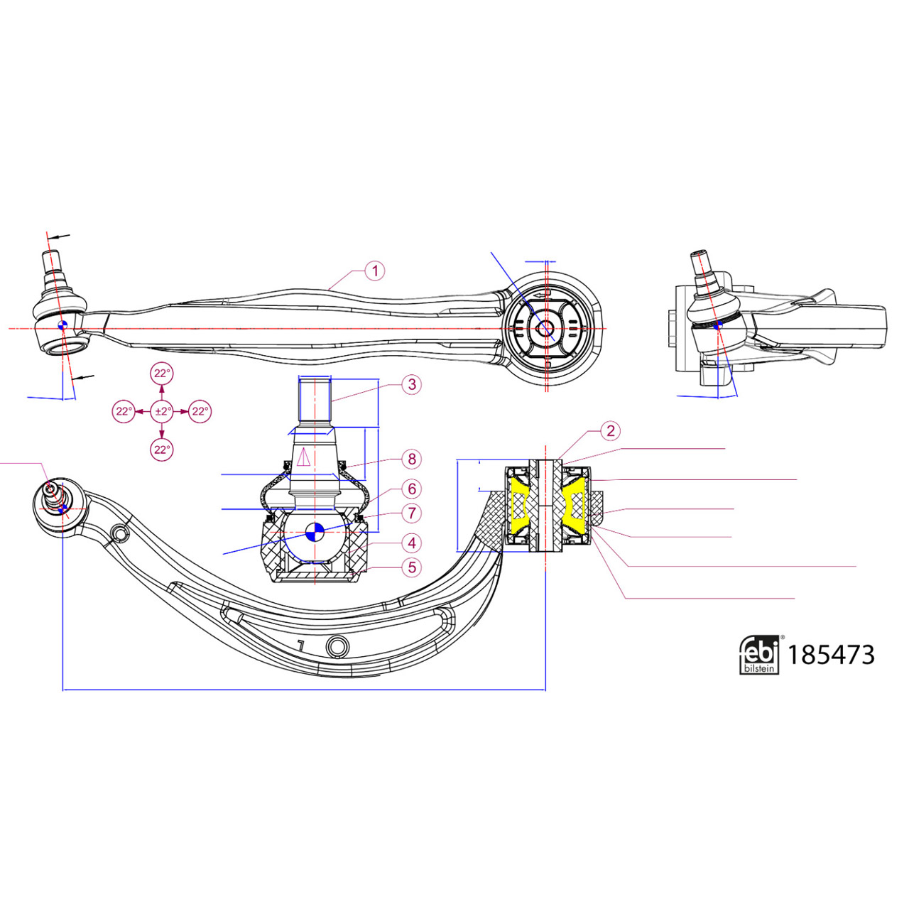 FEBI 185473 Querlenker Lenker AUDI Q5 8RB Vorderachse hinten unten links 8R0407693D