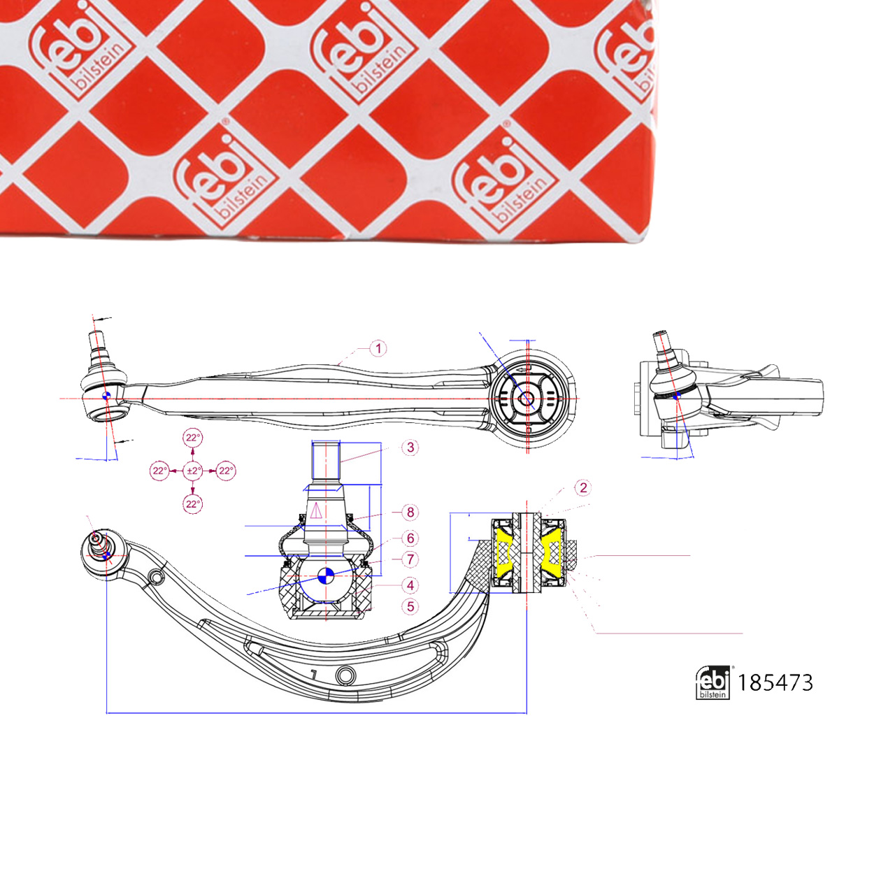 FEBI 185473 Querlenker Lenker AUDI Q5 8RB Vorderachse hinten unten links 8R0407693D