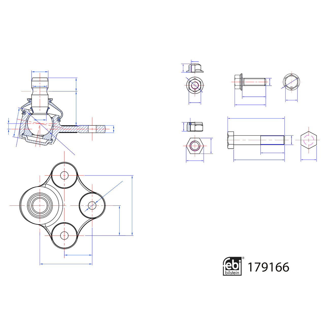 FEBI 179166 Traggelenk Führungsgelenk FIAT Doblo 263 1.3-2.0D Vorderachse 51810664