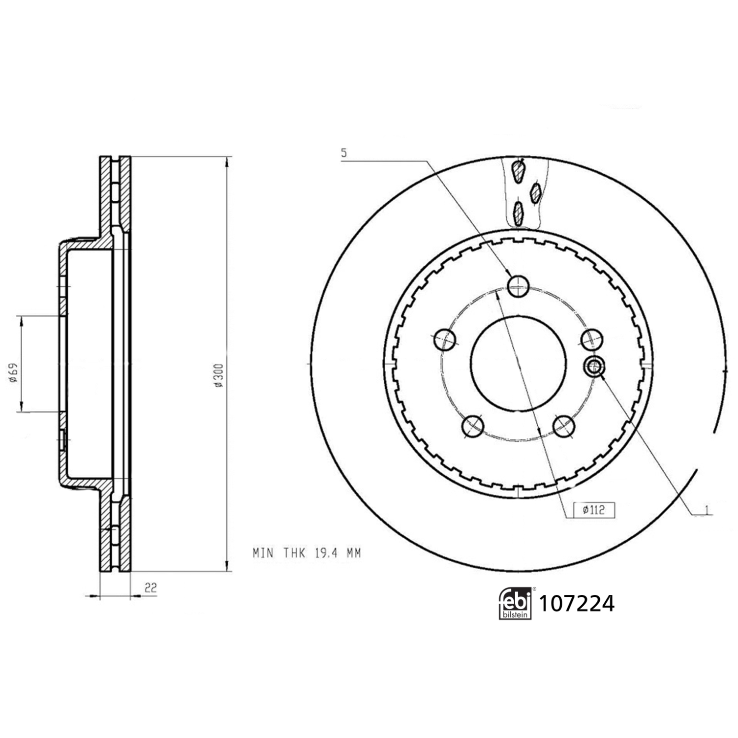 FEBI 107224 Bremsscheiben Satz MERCEDES-BENZ W205 C257 W213 X/C253 hinten 0004231812