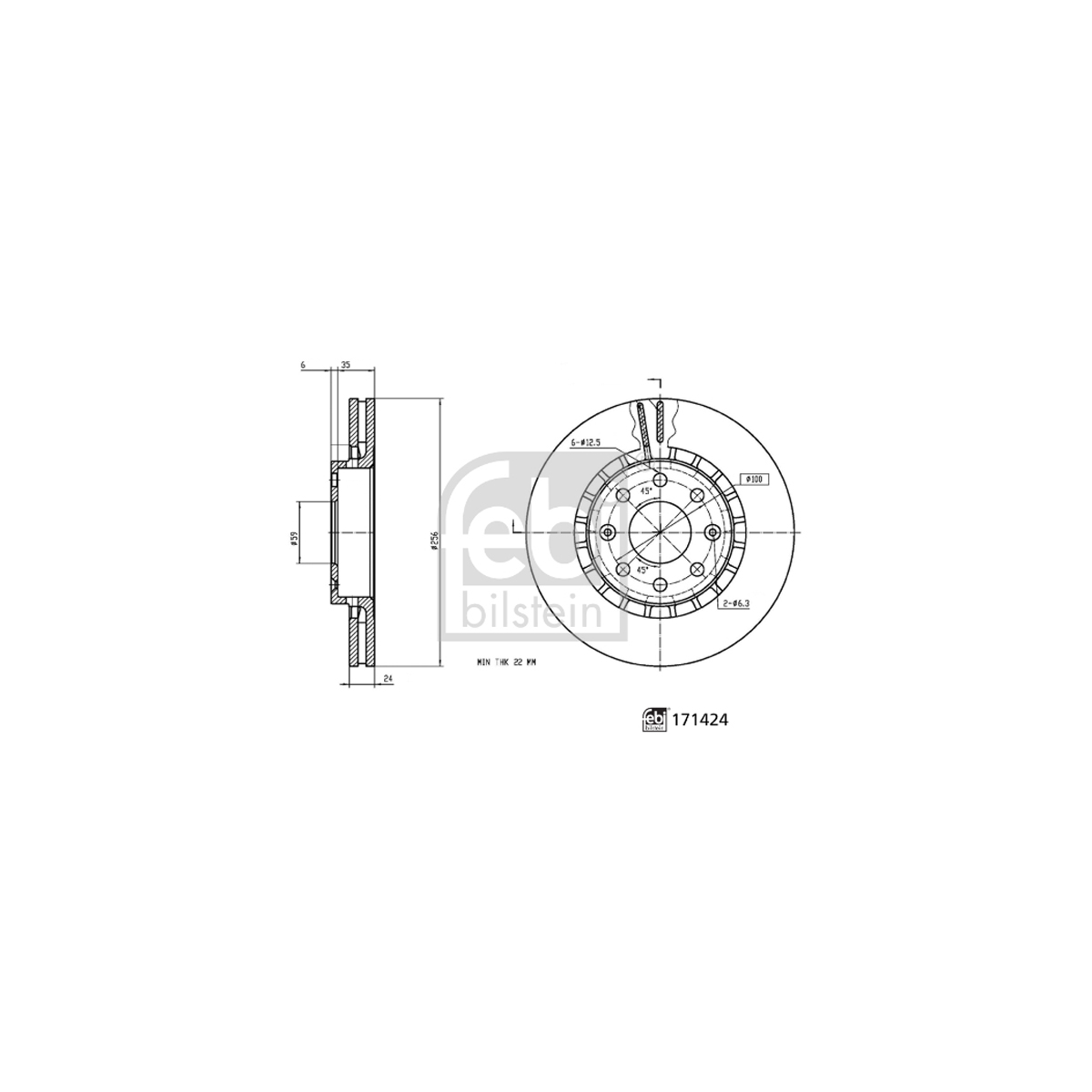 FEBI 171424 Bremsscheiben Satz CHEVROLET Aveo / Kalos (T200) (T250, T255) vorne